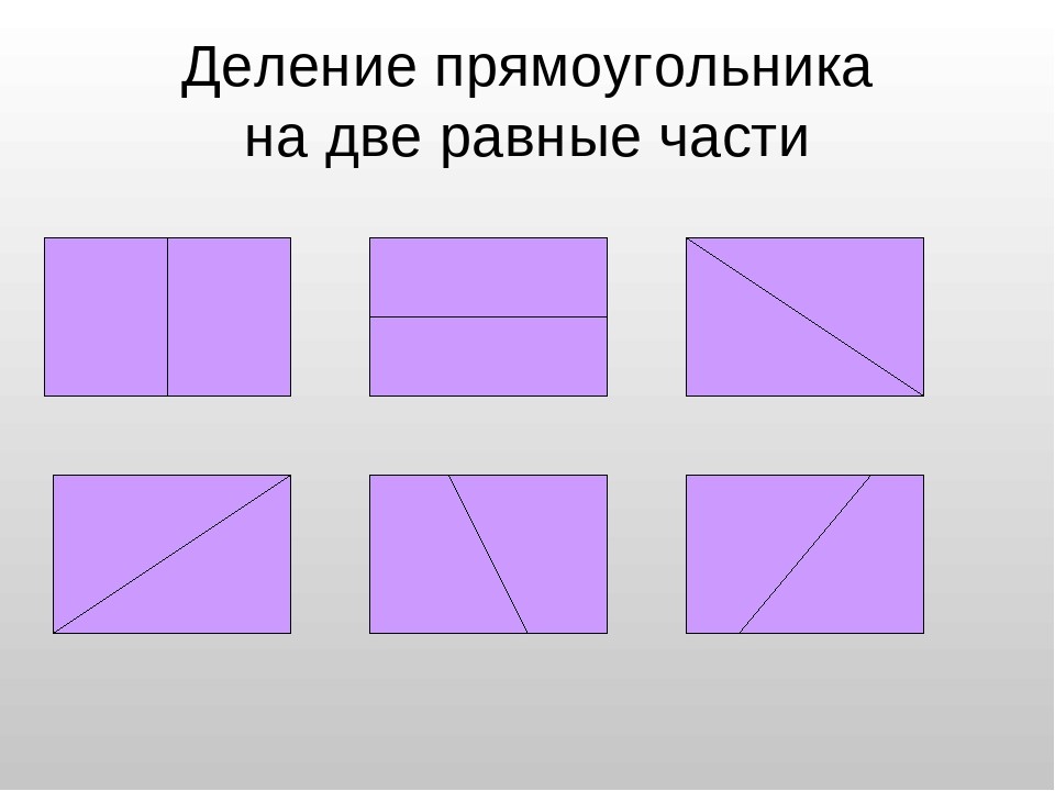 2 4 прямоугольника. Деление на две равные части. Деление прямоугольника на равные части. Разделить прямоугольник на равные части. Деление квадрата на равные части.